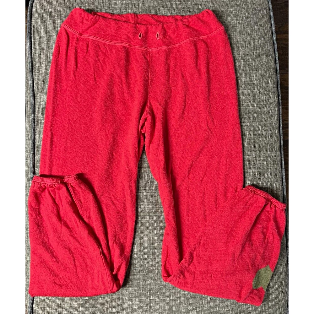 SUNDRY Womens Size 1 Small Red Coral Multi Heart Jogger Sweatpants Lightweight